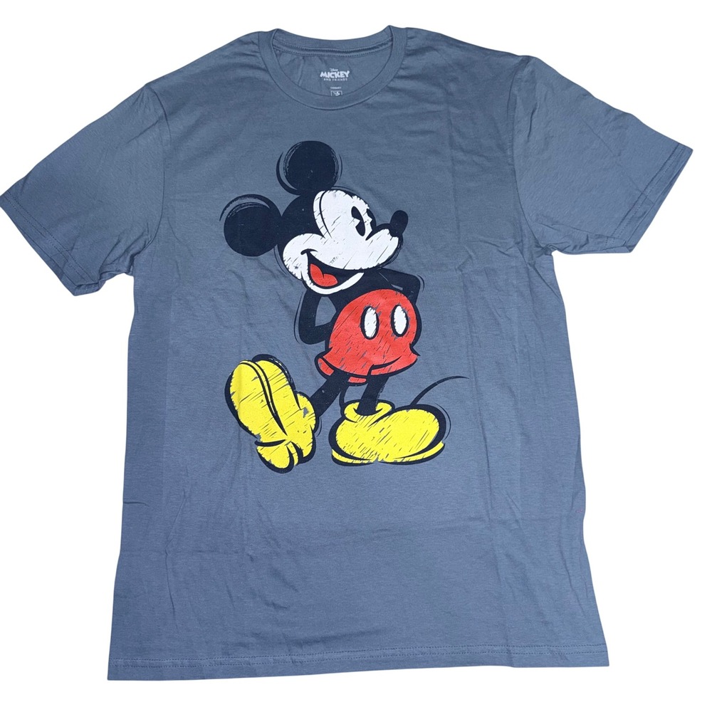 Disney Mickey Mouse Graphic T-Shirt Mens Medium Blue Short Sleeve Cotton Tee